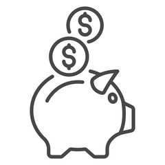 Piggy bank icon. Outline piggy bank vector icon for web design isolated on white background