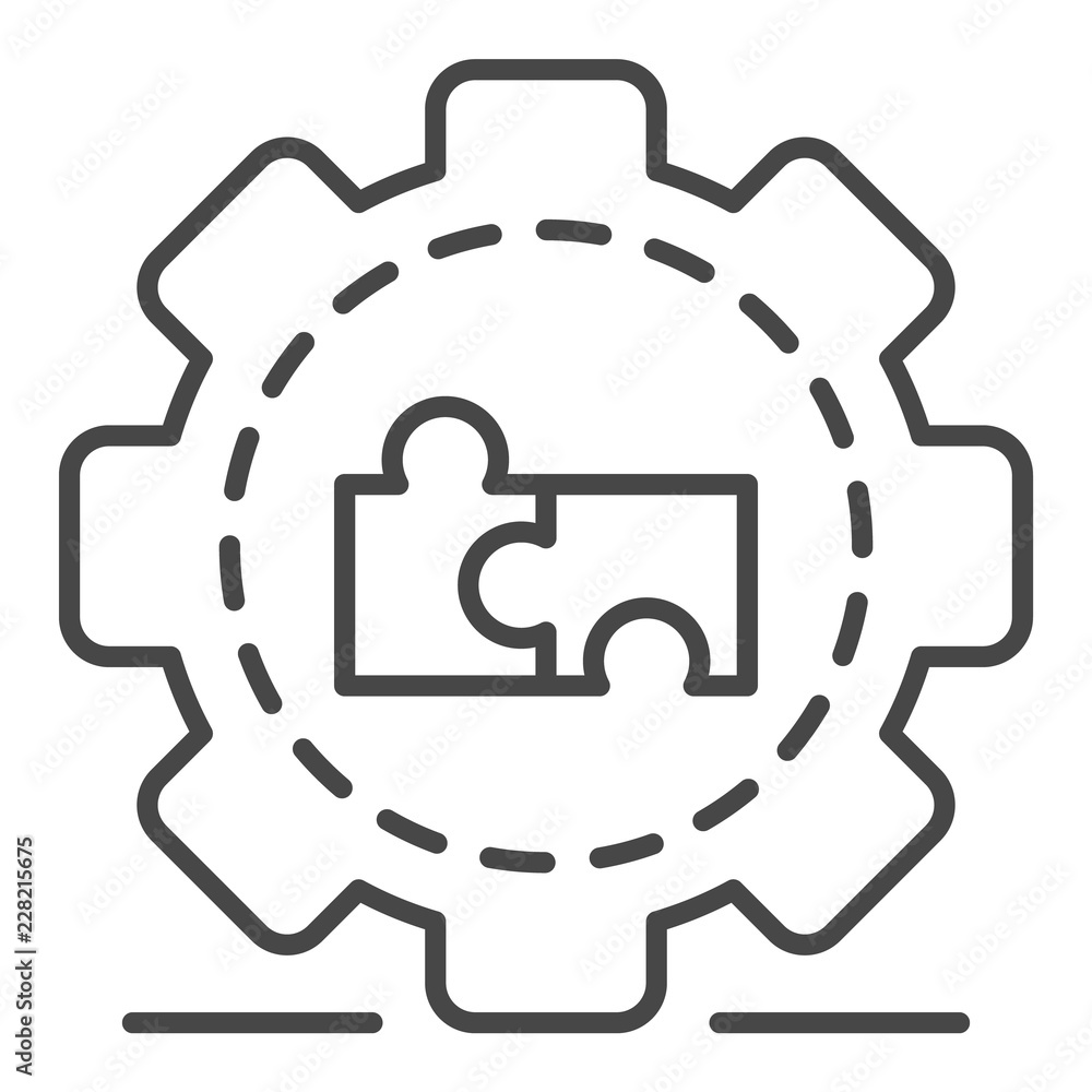 Poster full puzzle cog wheel icon. outline full puzzle cog wheel vector icon for web design isolated on whi