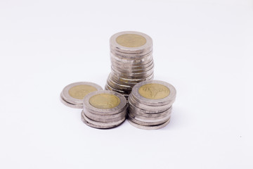 coins on white background