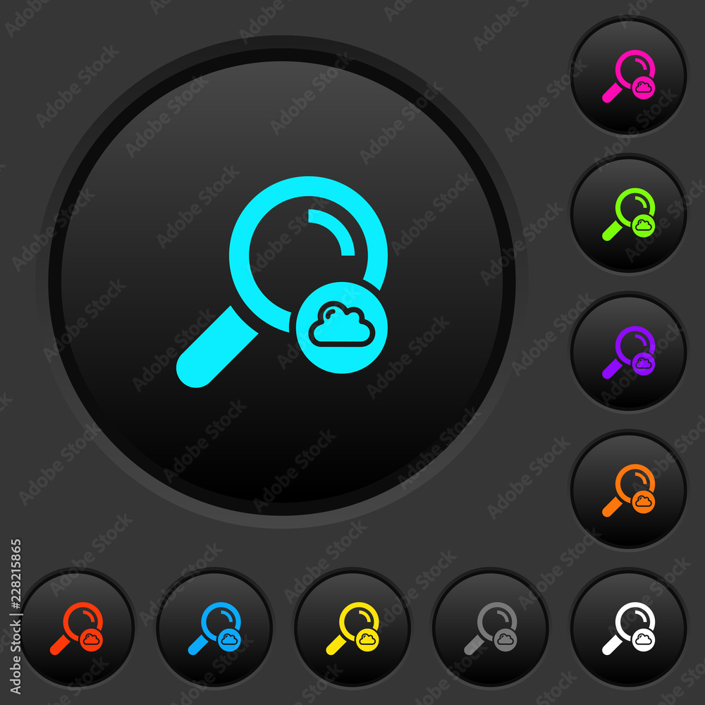 Poster cloud search dark push buttons with color icons