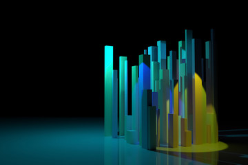 3D rendering. Illustrations of colorful lighting, pillar, block or shapre for graphic design or wallpapers.