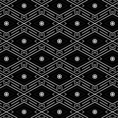 Black & white geometric modern repeating pattern of diamonds, lines and triangles  for textile, fabric, backdrops, backgrounds, wallpapers and elegant surface designs. pattern swatch at eps. file