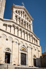 Fototapeta na wymiar Exterior of La Cattedrale Santa Maria at Cagliari, Sardinia, Italy on a sunny day with blue sky. Located in downtown Cagliari, nobody in the scene.