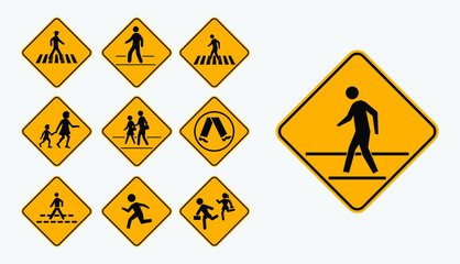 Set of pedestrian walk sign. easy to modify