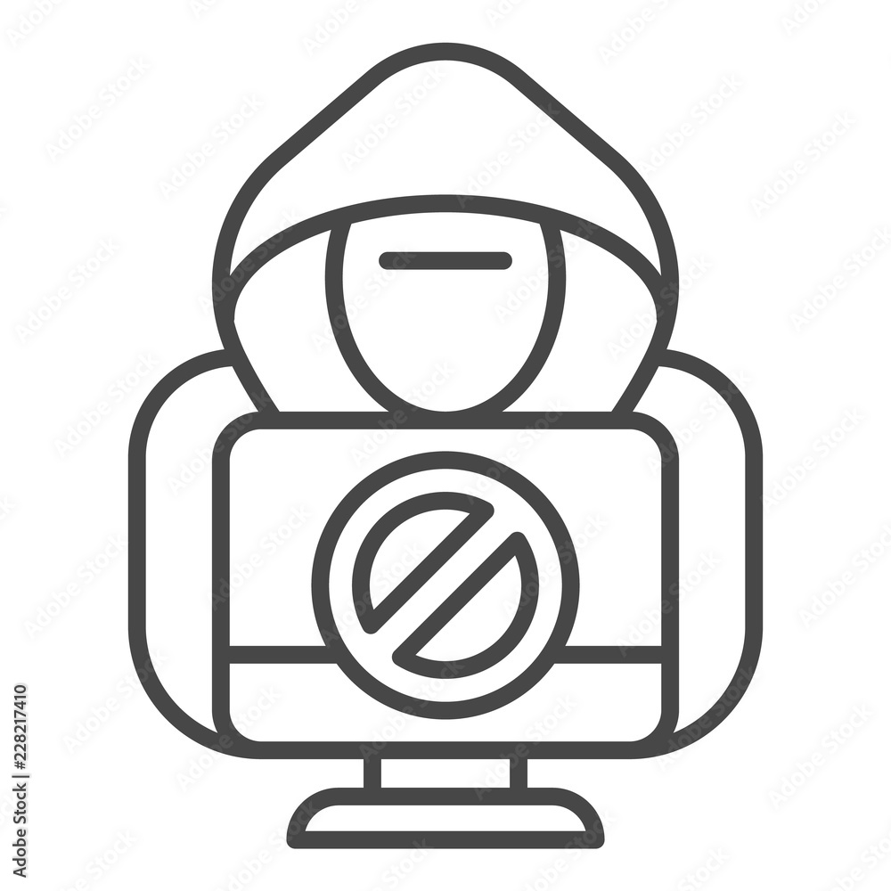 Poster no hacker activity icon. outline no hacker activity vector icon for web design isolated on white bac