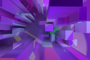 Obraz premium Illustrations of colorful lighting, pillar, block or shapre for graphic design or wallpapers. 3D rendering.
