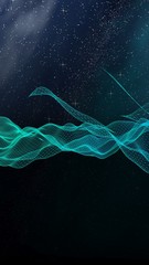 Abstract landscape on a dark background. Cyberspace grid. Hi-tech network. Outer space. Starry outer space texture. 3D illustration