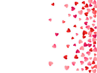 Red flying hearts bright love passion vector background.