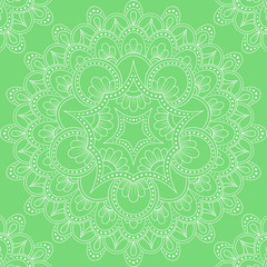 Seamless pattern with mandala ornament. Hand drawn illustration