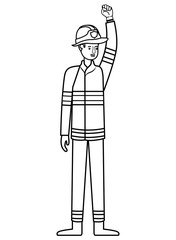 man fireman with hand up avatar character