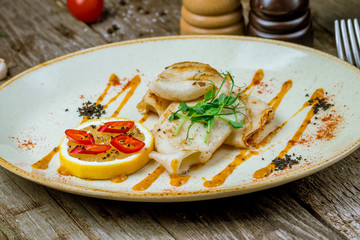 Roasted squid on board