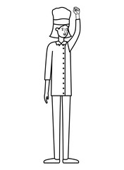 young woman cook with hand up avatar character