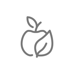 Simple eco apple line icon. Symbol and sign illustration design. Isolated on white background