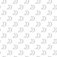 Unique stomach seamless pattern with various icons and symbols on white background flat illustration