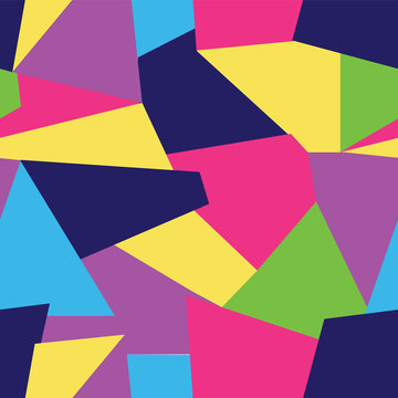 Vector Multi coloured seamless pattern background of free formgeomteric shapes.