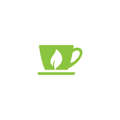 Green tea logo or icon vector design template