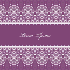 Wedding card or invitation template with a filigree lace floral pattern