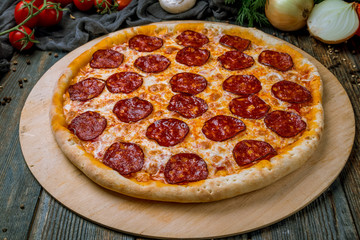Pepperoni pizza on plate