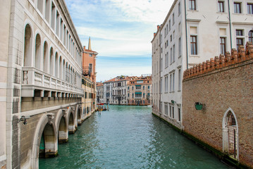Fototapeta na wymiar Venice boat garages on the canal