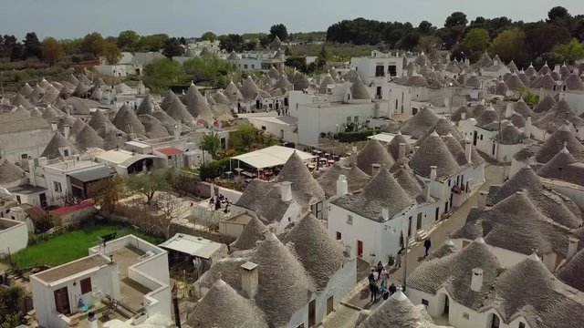 Drone aerial footage of an old Italian city