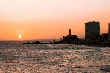 Fototapeta premium Salvador Bahia Brazil - Sunset at Barra Lighthouse