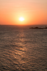 Obraz premium View of the sunset at the sea