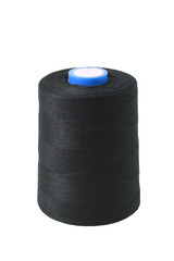 coil of black threads isolated on white background