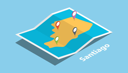 santiago city in philippines explore maps with isometric style and pin location tag on top vector illustration
