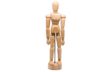 wooden Figure Wondering or Confused on white background