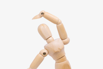 wooden Figure Wondering or Confused on white background