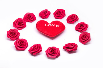 red rose and keyword isolated on white background