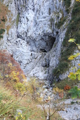 Obraz premium Mountain canyon with secret steps and autumn colors seen from top