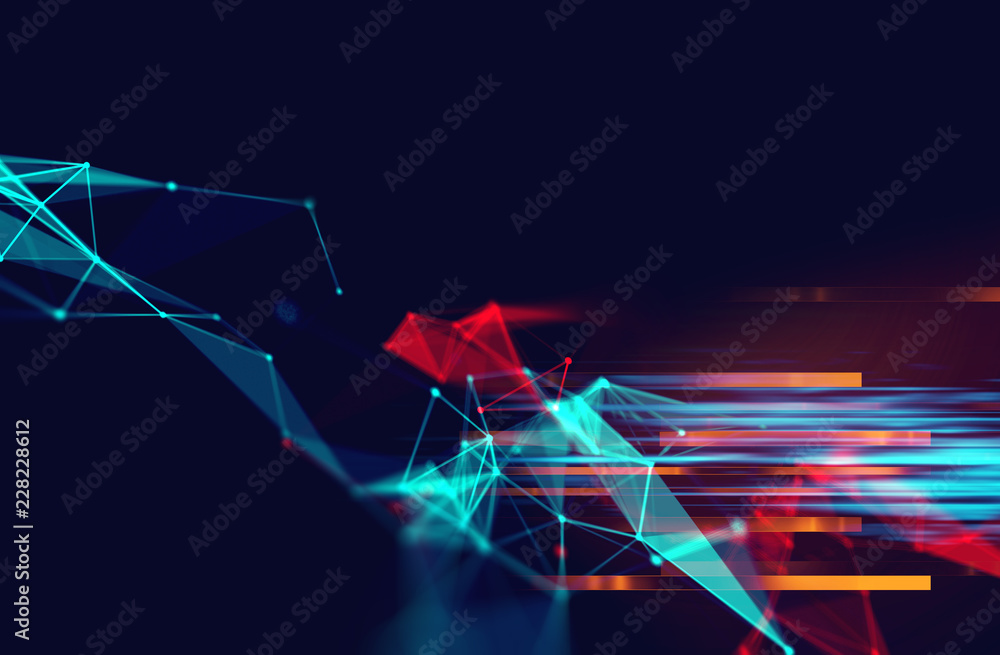 Aufkleber dots and lines connection on abstract technology background.