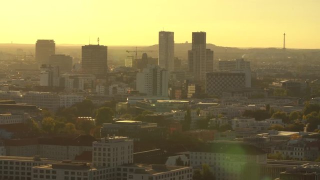 Beautiful cityscape of West Berlin in autumn at golden hour during sunset
