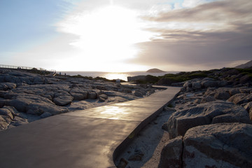 Albany Australia, sunset view over the ocean at Torndirrup National Park 