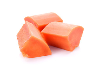 slice papaya isolated on white background.