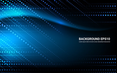 Obraz premium Blue and black abstract dot and line smooth curve background. Vector illustration copy space modern design concept.