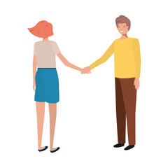 Fototapeta premium young couple holding hands avatar character