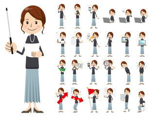 female charactor set. Presenting in various action.