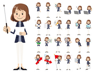 female charactor set. Presenting in various action.