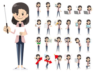 female charactor set. Presenting in various action.