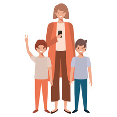 Fototapeta premium mom with her children avatar character