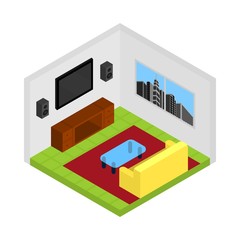 Isometric living / family room vector.