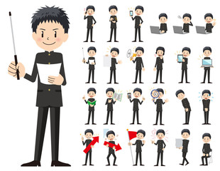 Schoolboy charactor set. Presenting in various action.