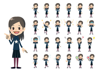 Girl charactor set. Various poses and emotions.