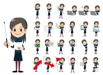 Girl charactor set. Presenting in various action.