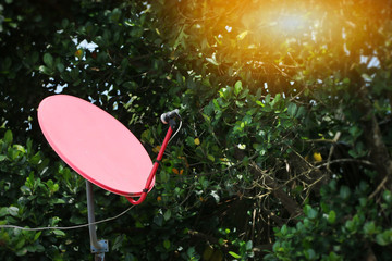 Satellite dish with sky 