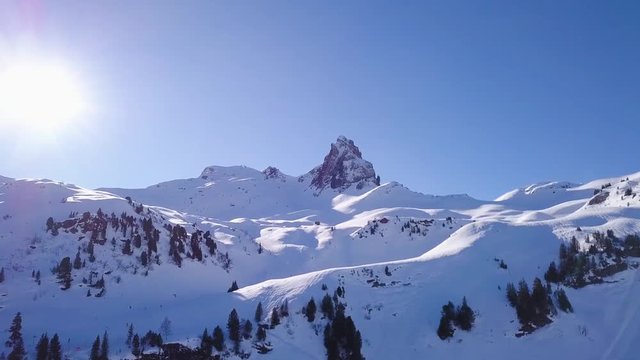 Shot of a mountain peak in Flums, Switzerland on a beautiful sunny winter day.