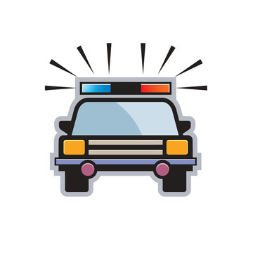 police car icon with flasher vector illustration