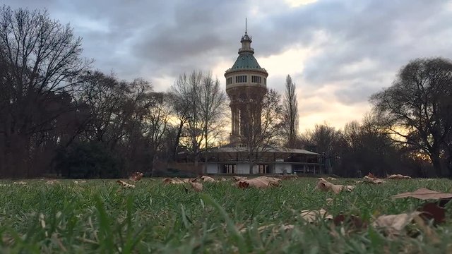 Time Lapse of Water Tower on Margaret Island in Budapest, Hungary.